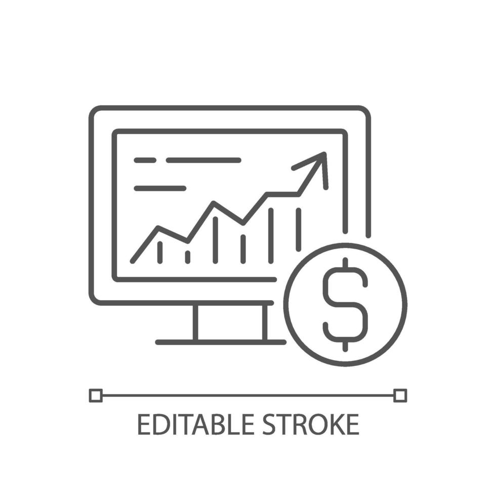 online handelen in aandelen lineaire pictogram vector