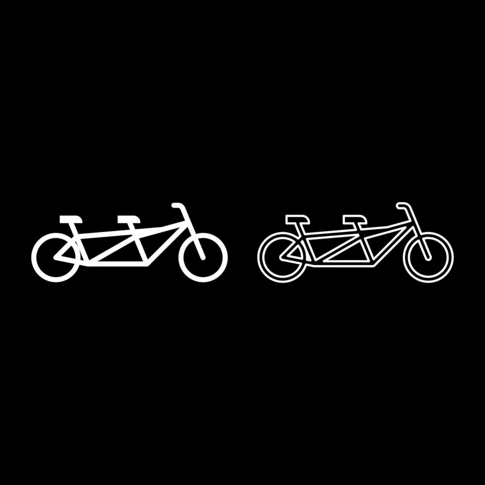 tandem fiets fiets reeks icoon wit kleur vector illustratie beeld solide vullen schets contour lijn dun vlak stijl