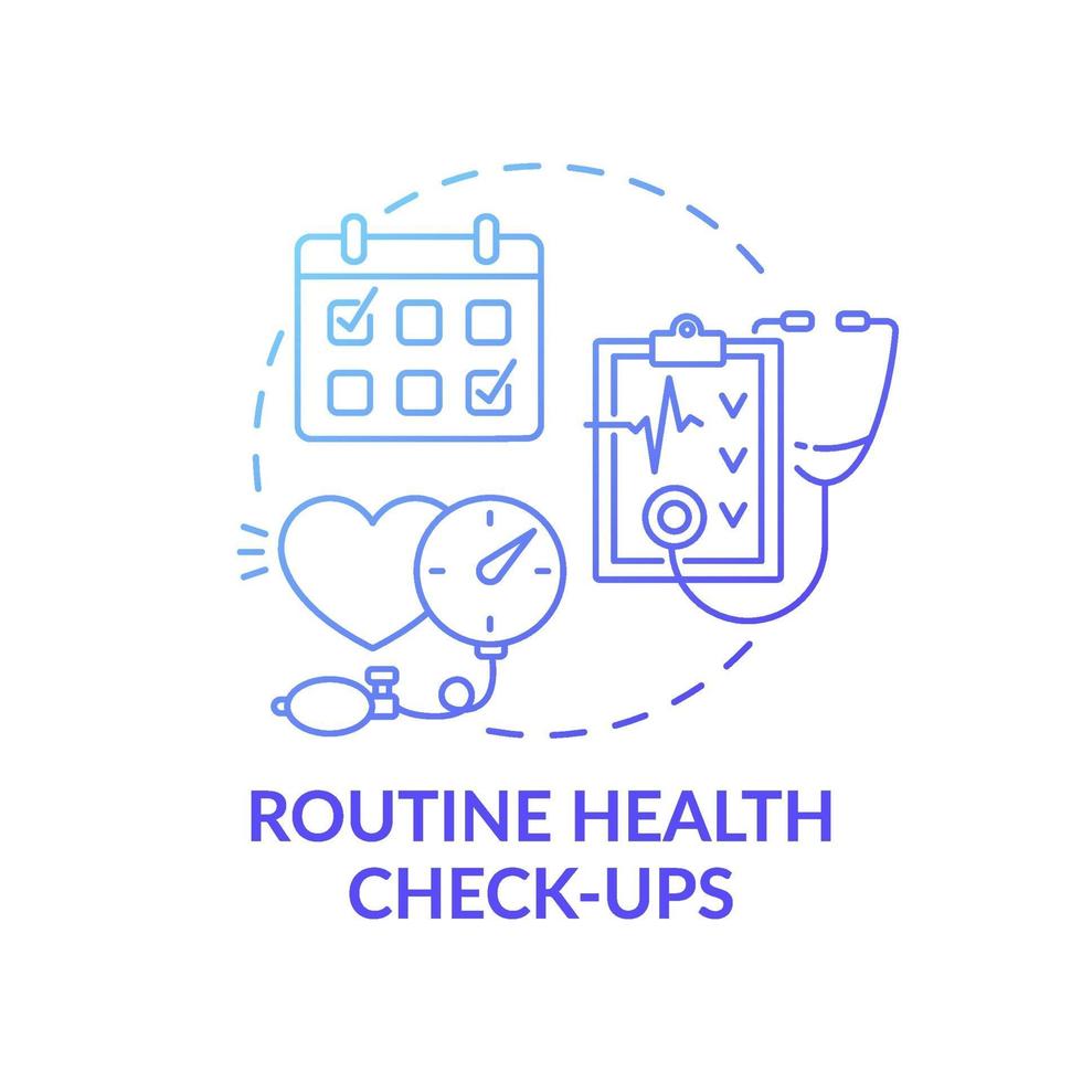 routine gezondheidscontroles blauwe kleurovergang concept pictogram vector