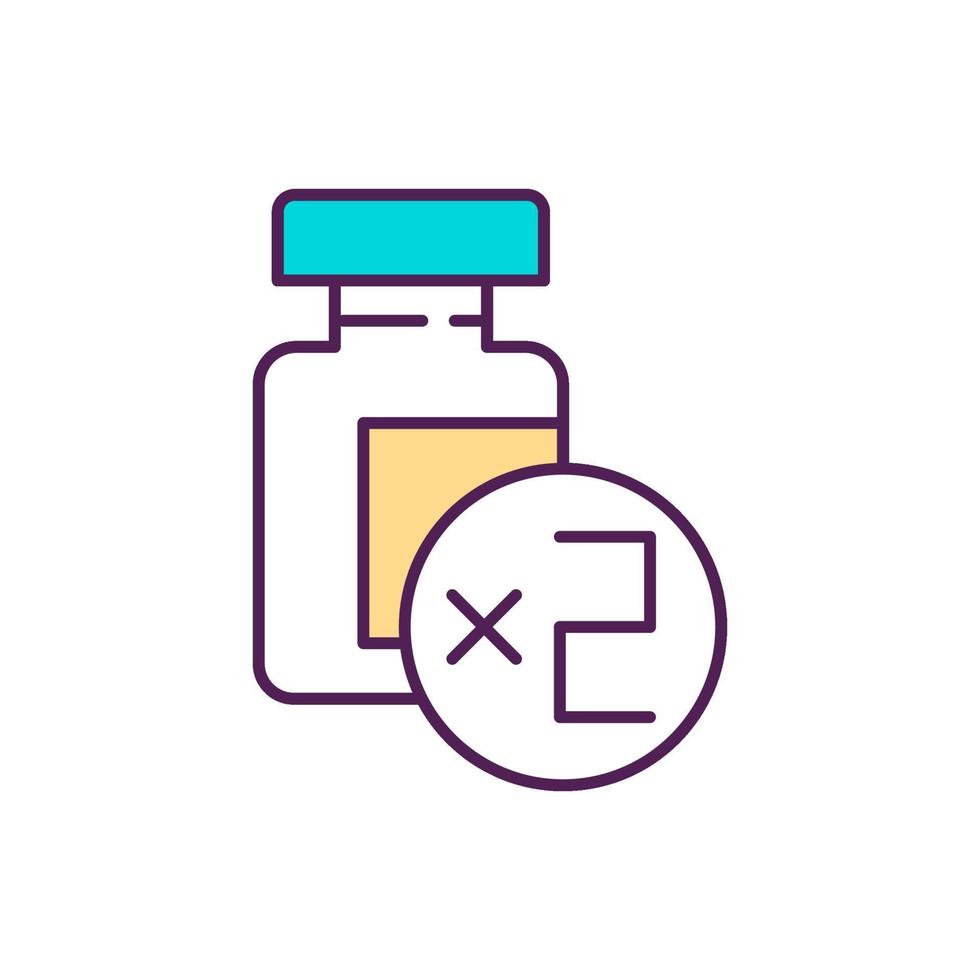 twee doses vaccinatie RGB-kleur pictogram vector