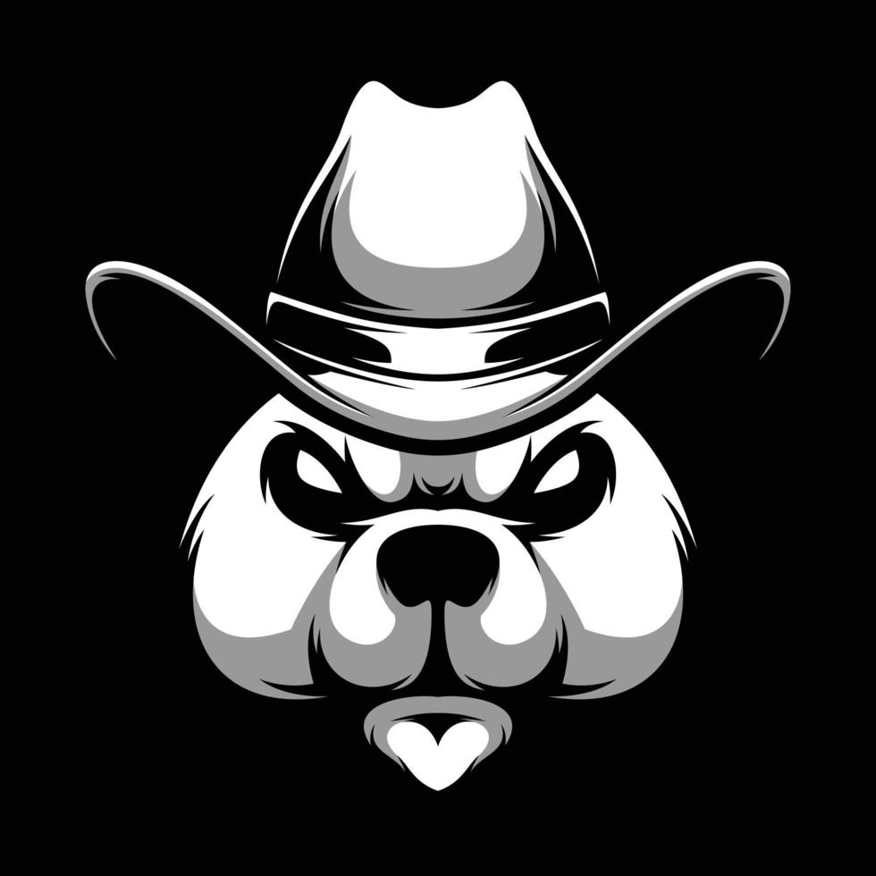 beer cowboy zwart en wit mascotte ontwerp vector