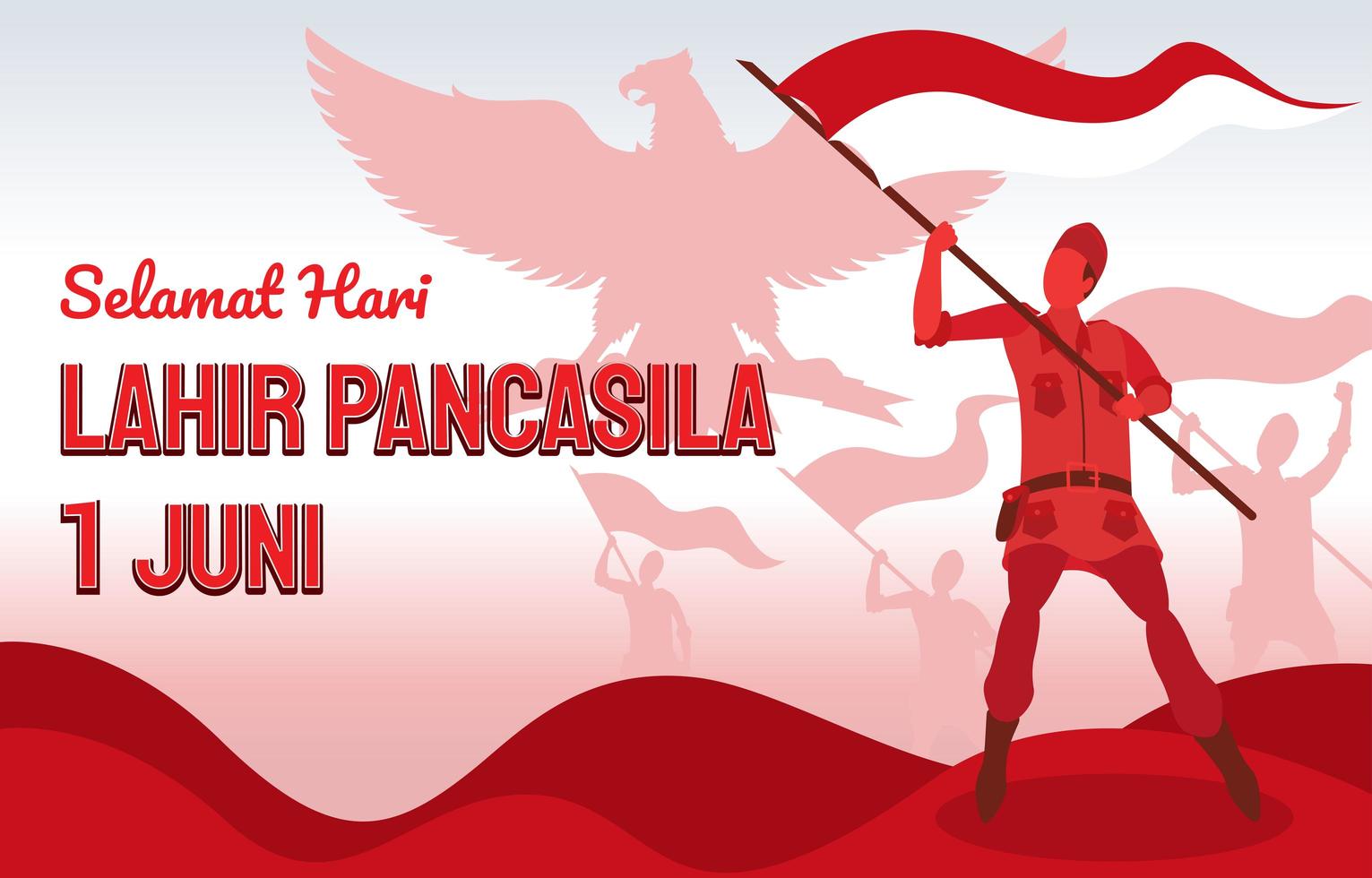 hari pancasila indonesisch stichting patriottisch achtergrondontwerp vector