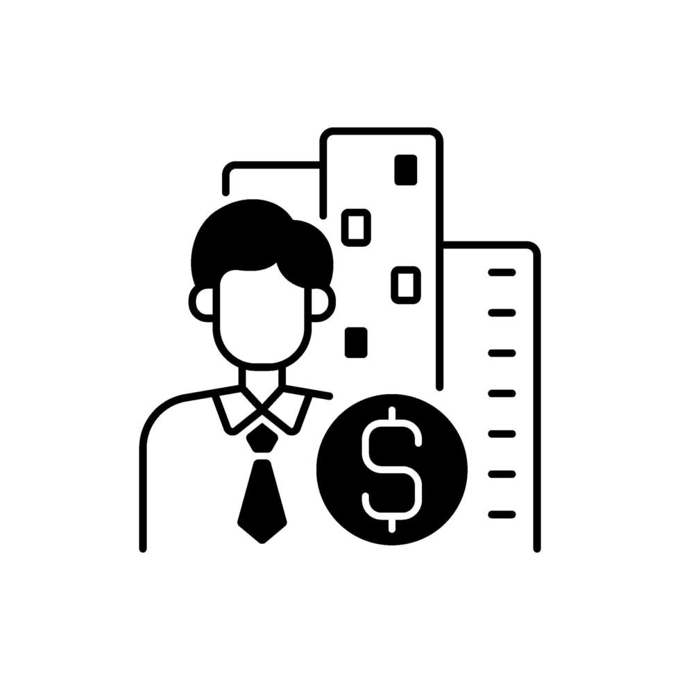 office broker zwarte lineaire pictogram vector