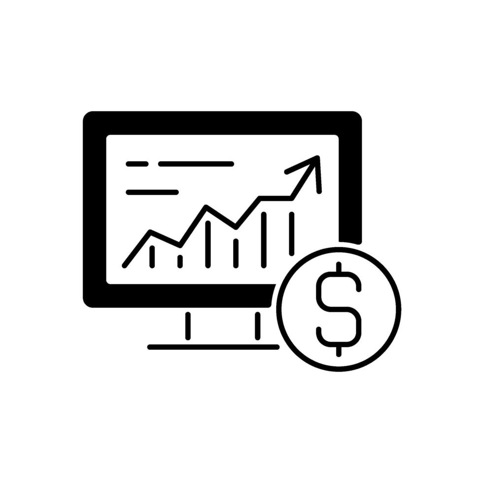 online handelen in aandelen zwart lineair pictogram vector