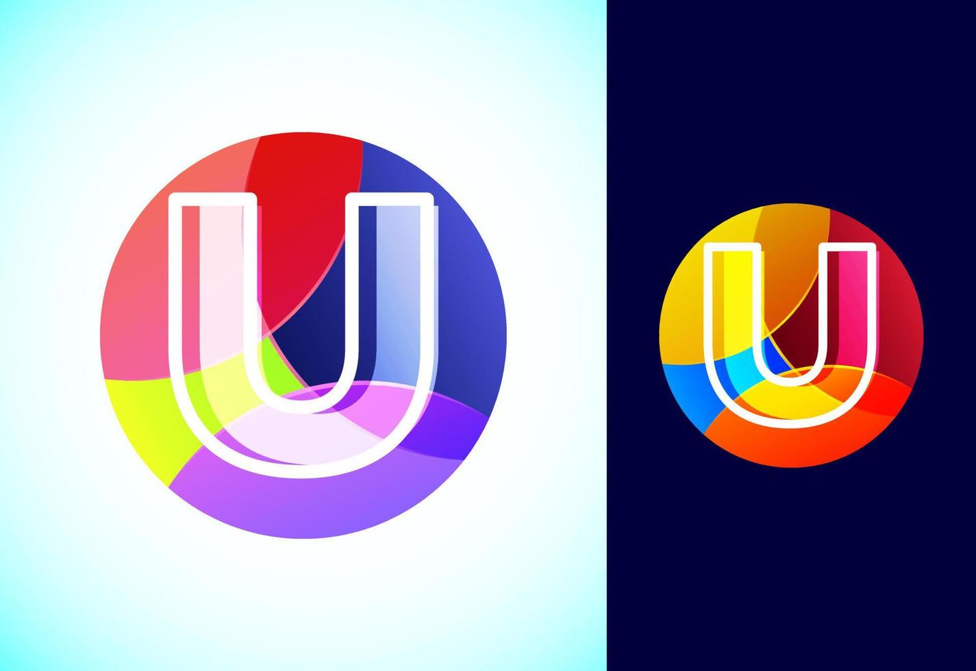 lijn brief u Aan een kleurrijk cirkel. grafisch alfabet symbool voor bedrijf of bedrijf identiteit. vector