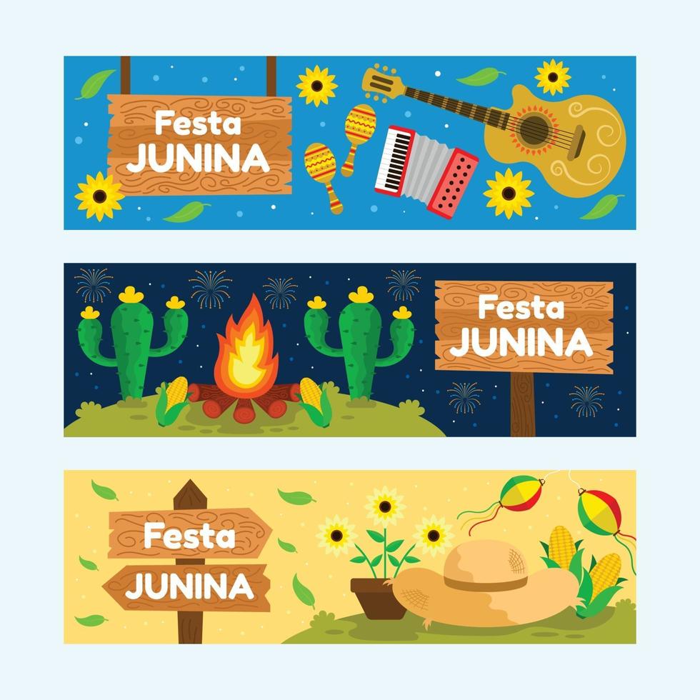 set van happy festa junina banner vector