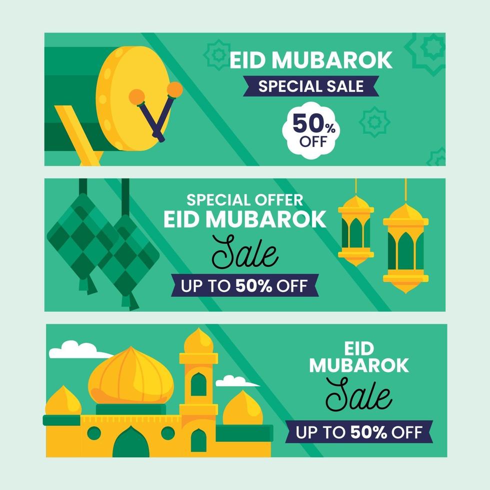 eid verkoopbanner met groene kleur vector