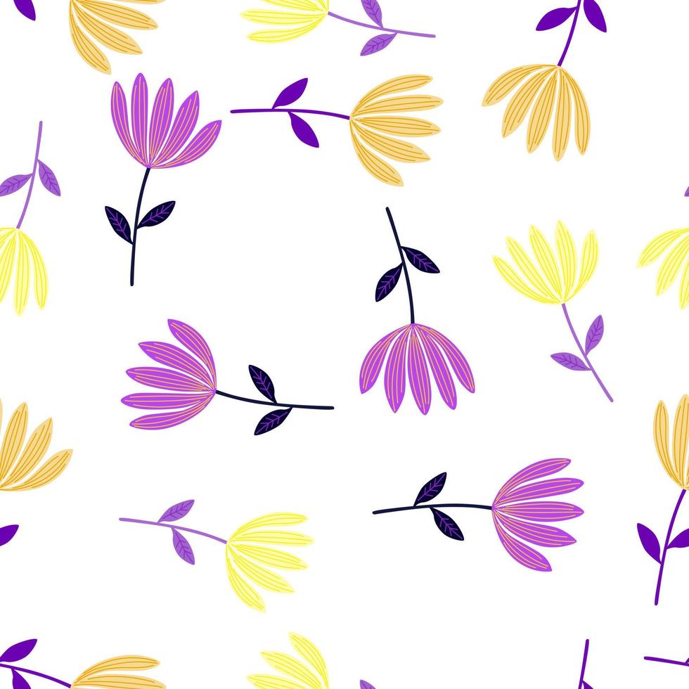 tropisch bloem naadloos patroon. hand- getrokken schattig bloemen eindeloos achtergrond. vector