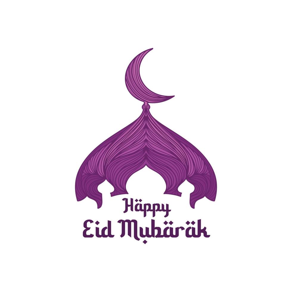 vector hand- getrokken eid alfitr groet kaart met Purper kleur