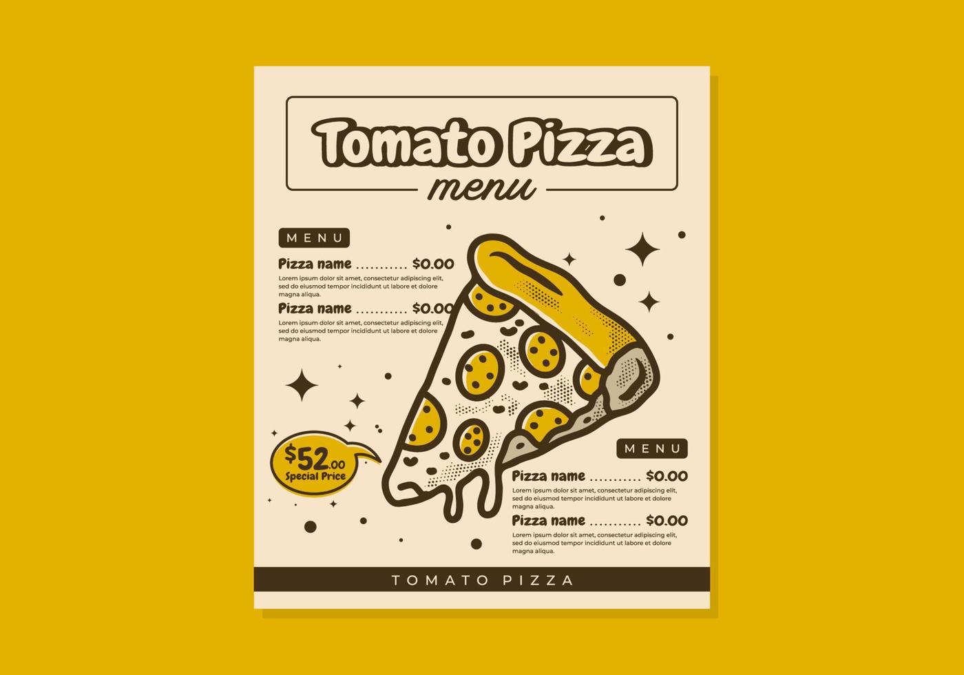 folder menu ontwerp voor een pizza winkel vector