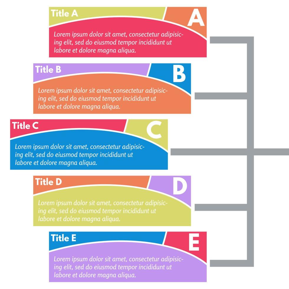 vijf stappen infographic ontwerp elementen. stap door stap infographic ontwerp sjabloon. vector illustratie