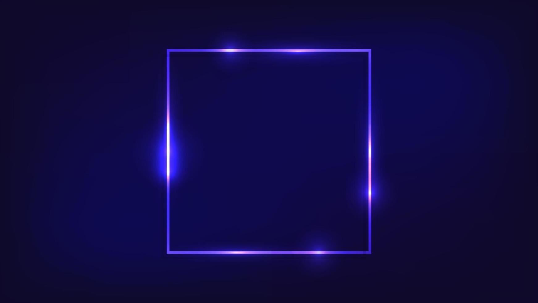 neon plein kader met schijnend Effecten Aan donker achtergrond. leeg gloeiend techno achtergrond. vector illustratie.
