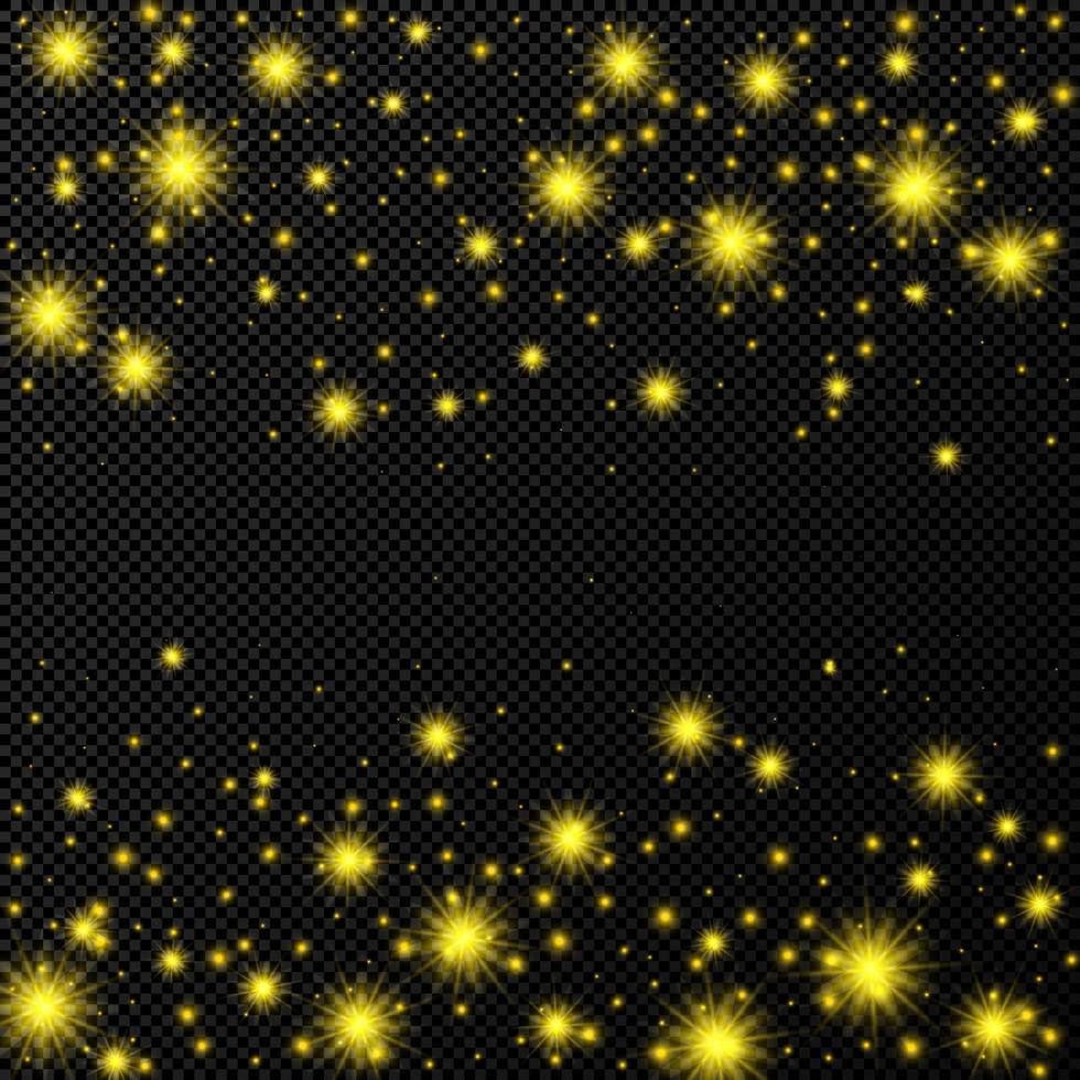 goud backdrop met sterren en stof sparkles geïsoleerd Aan donker vector