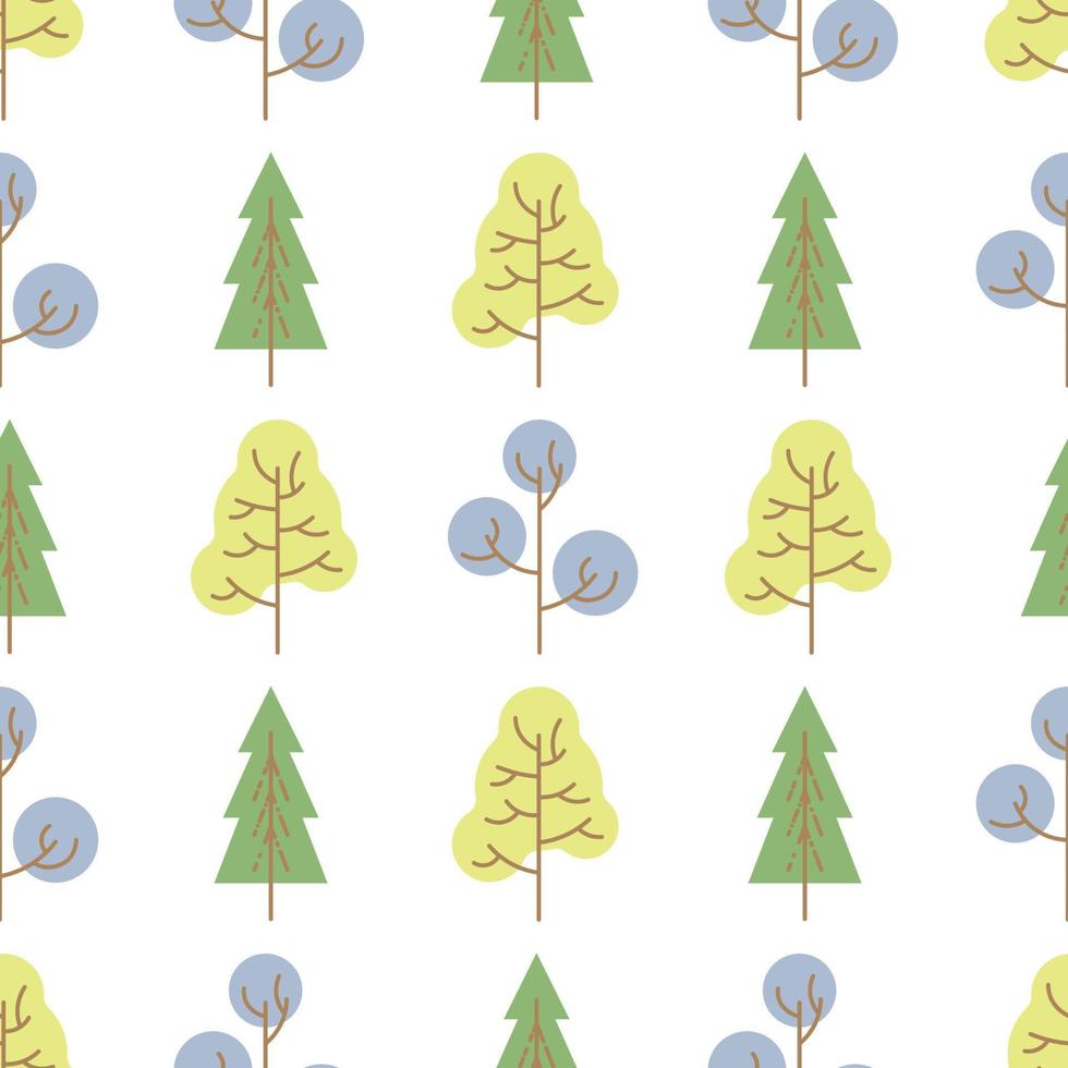 naadloos patroon met gekleurde bomen Aan wit achtergrond. vector illustratie.