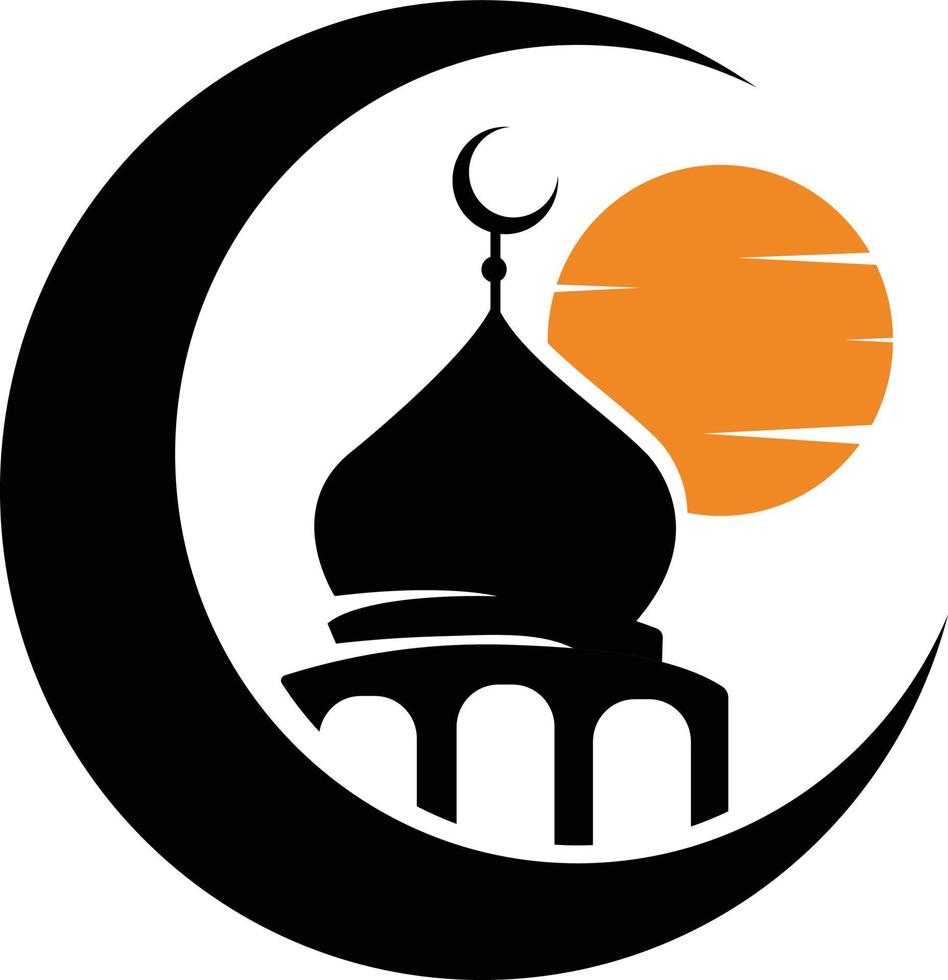 moskee en maan logo vector