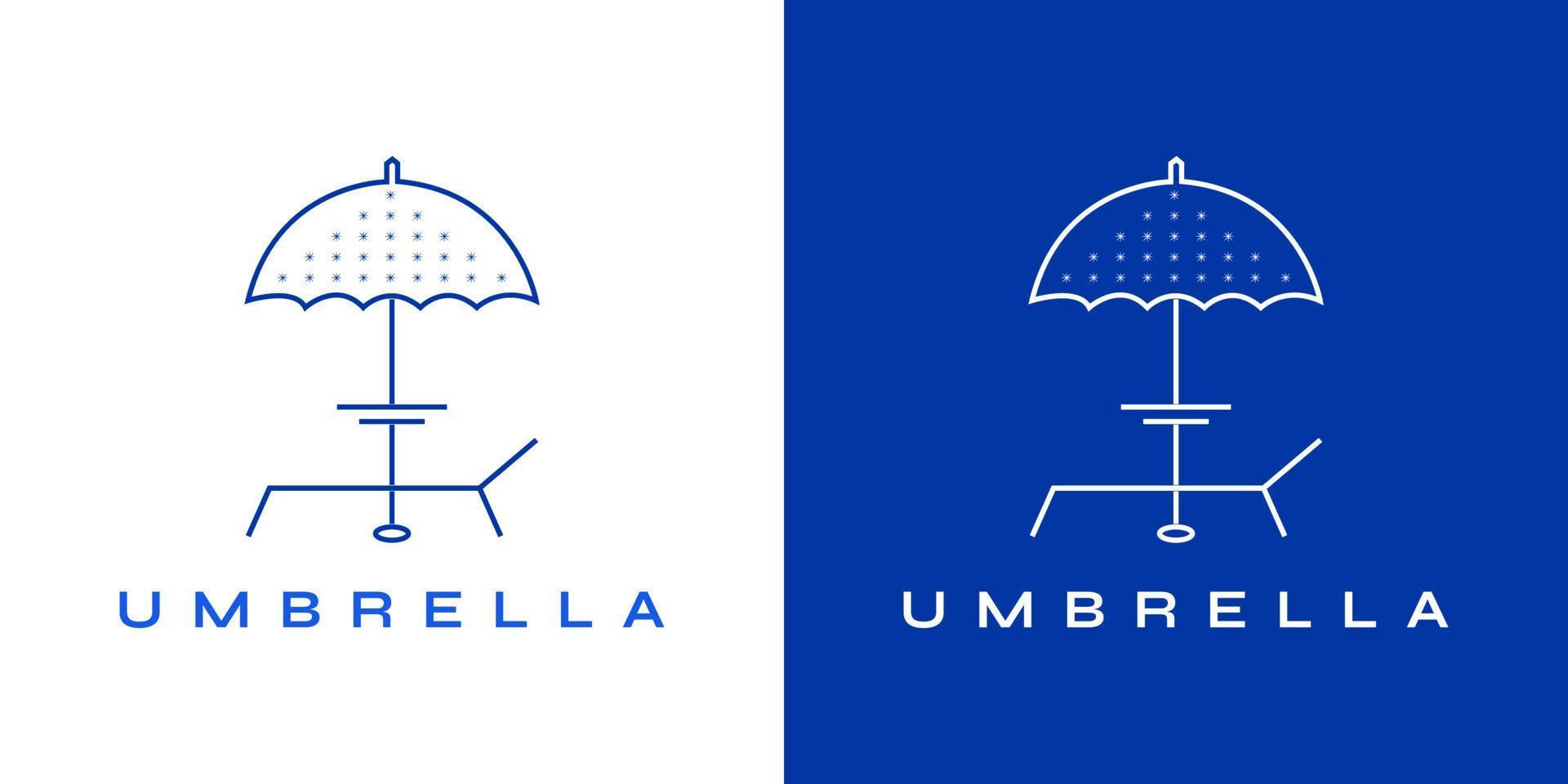 paraplu logo met wijnoogst stijl in lineair concept. parasol logo ontwerp sjabloon. bruikbaar voor bedrijf en branding logos vector