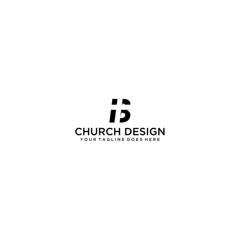 brief b met kerk logo ontwerp vector