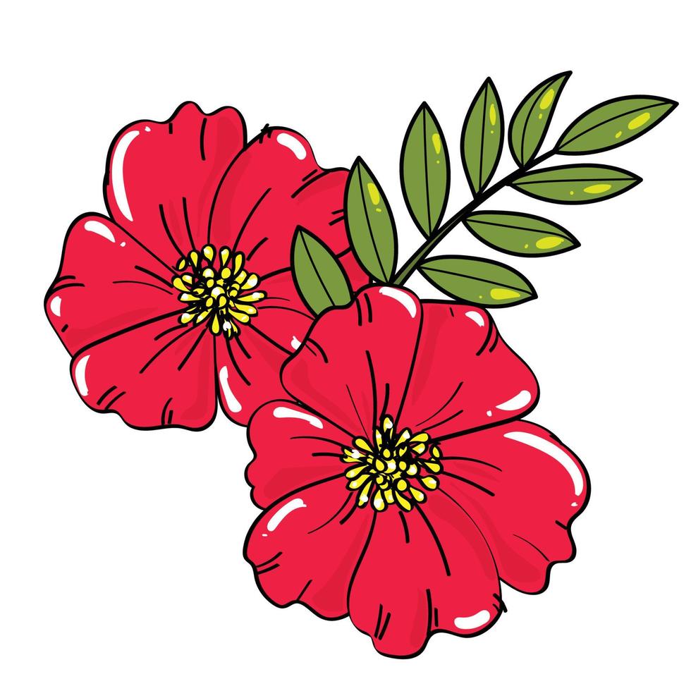 hand- tekening bloemen element reeks 01 vector