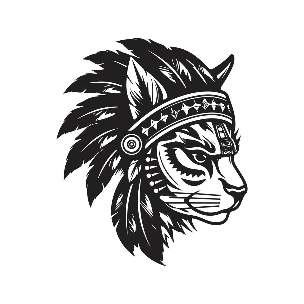 Indisch kat, logo concept zwart en wit kleur, hand- getrokken illustratie vector
