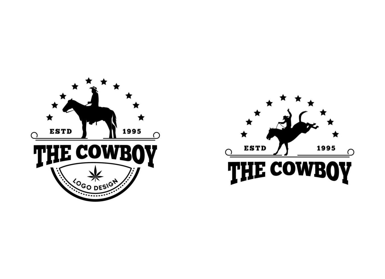 wijnoogst cowboy logo ontwerp vector