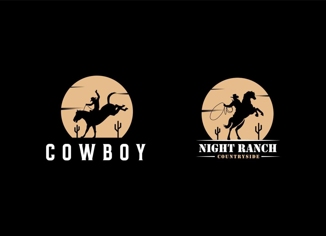 wijnoogst cowboy logo ontwerp vector