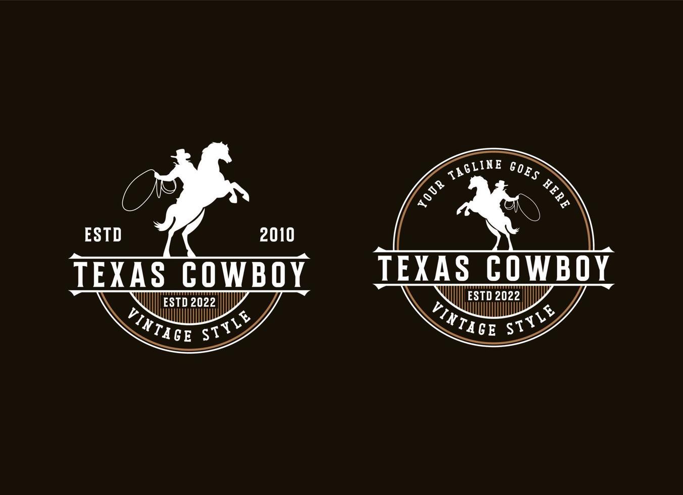 wijnoogst cowboy logo ontwerp vector