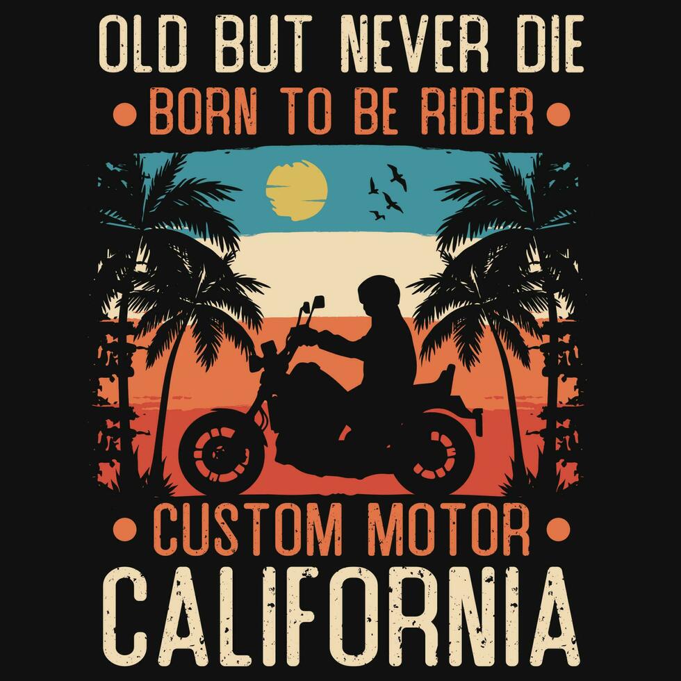 Op maat motor Californië zomer grafiek t-shirt ontwerp vector