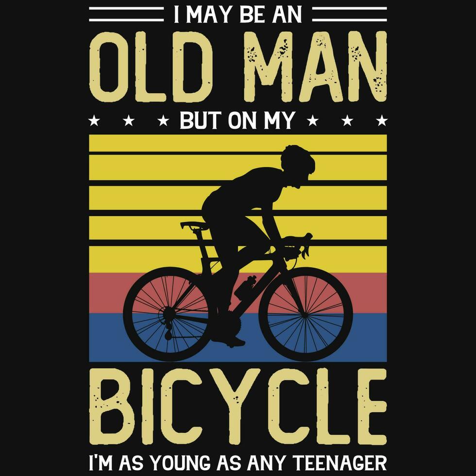 oud Mens fiets rijder jaargangen t-shirt ontwerp vector