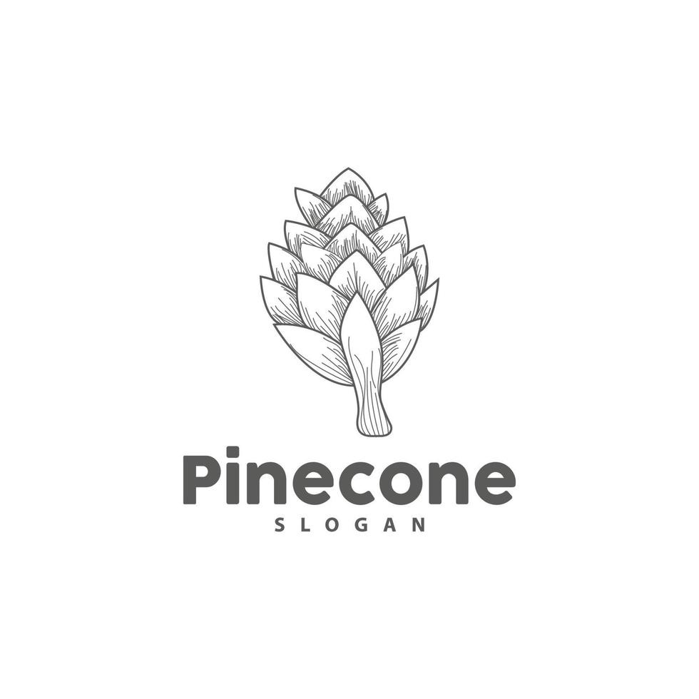 pijnboom ijshoorntje logo, elegant luxe pijnboom gemakkelijk ontwerp, boom eikel- icoon vector, Product merk illustratie vector