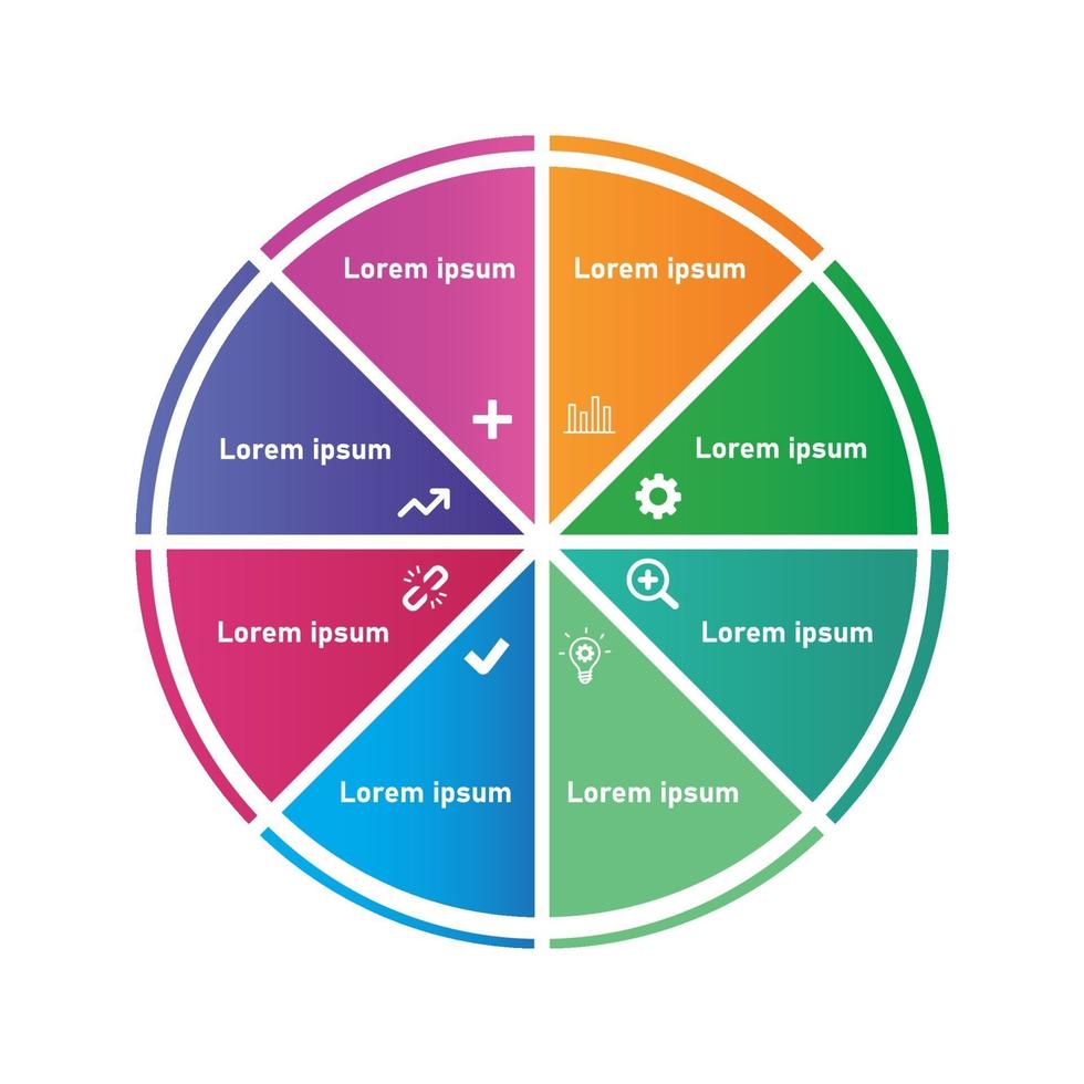 kleurrijke cirkel verdeeld in 8 delen vector