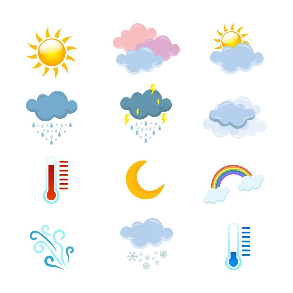 kleurrijke weer icon set vector