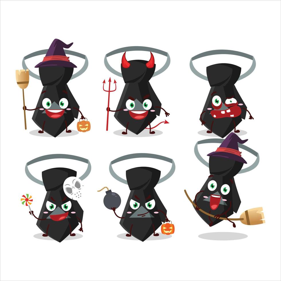 halloween uitdrukking emoticons met tekenfilm karakter van zwart stropdas vector