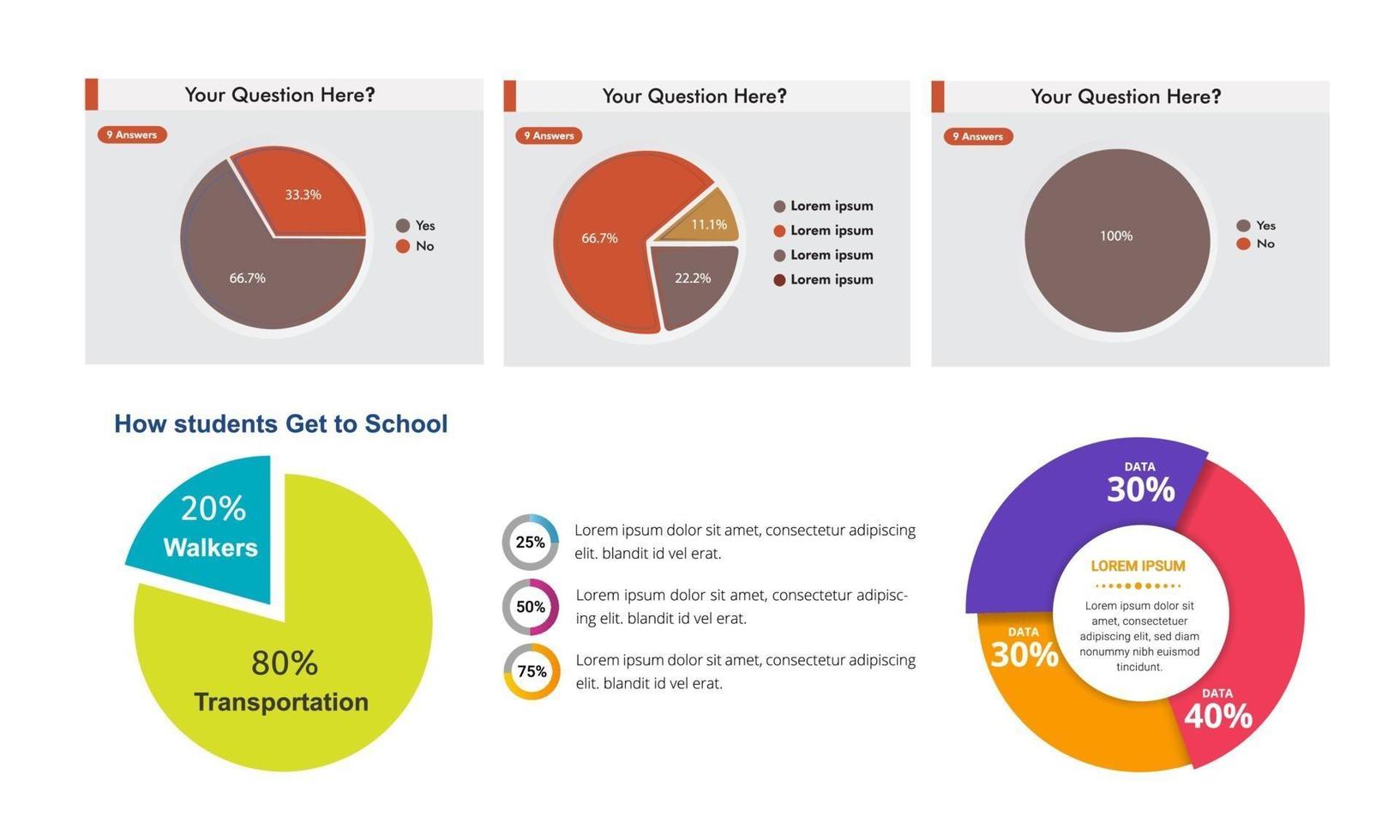 statistieken cirkel infographic set vector