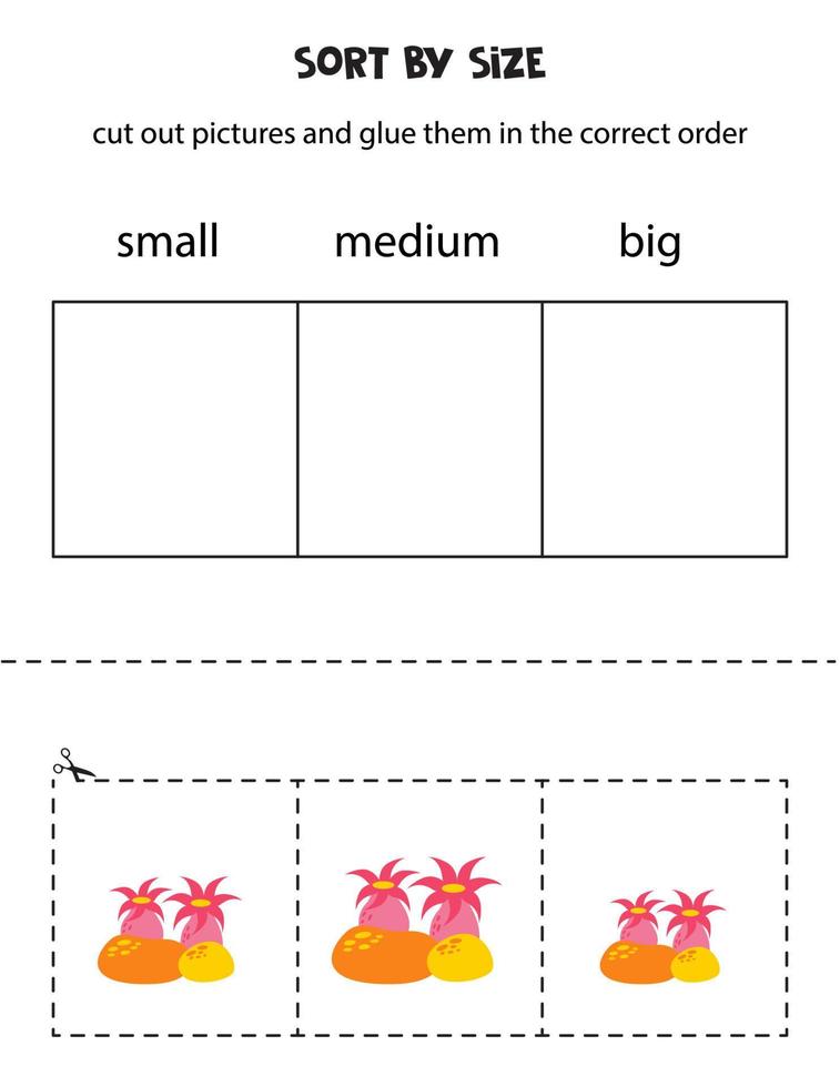 soort schattig tekenfilm zee anemonen door maat. leerzaam werkblad voor kinderen. vector