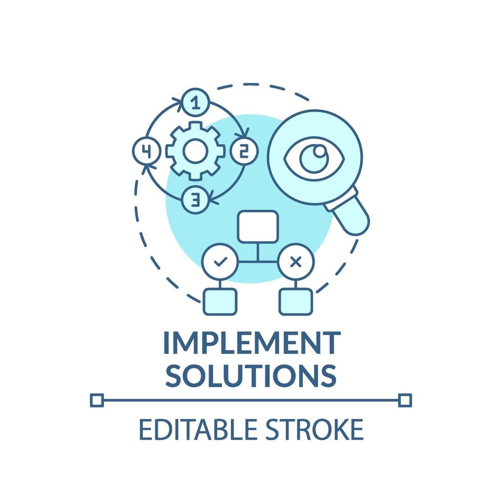 implementeren oplossingen blauw concept pictogram vector