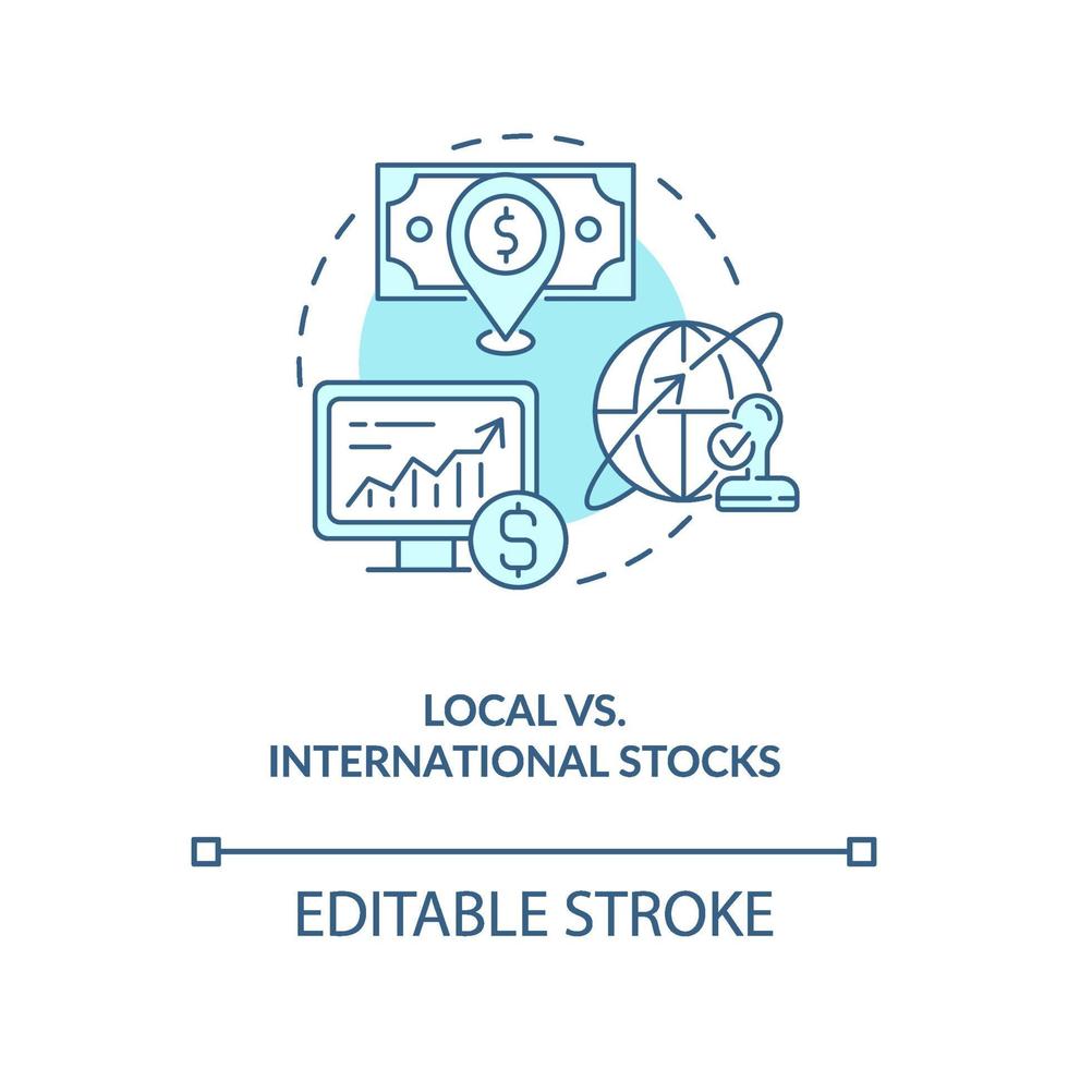 lokale versus internationale aandelen concept pictogram vector