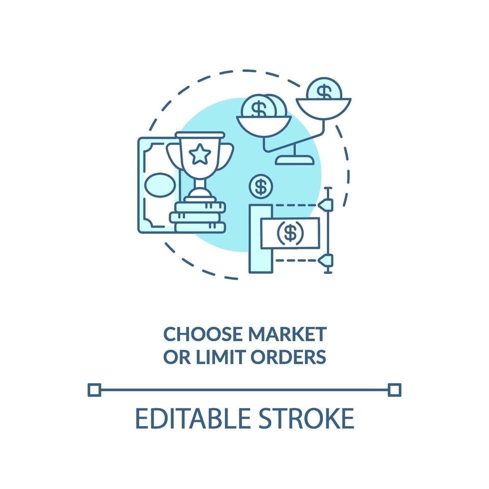 het kiezen van markt- en limietorders concept pictogram vector