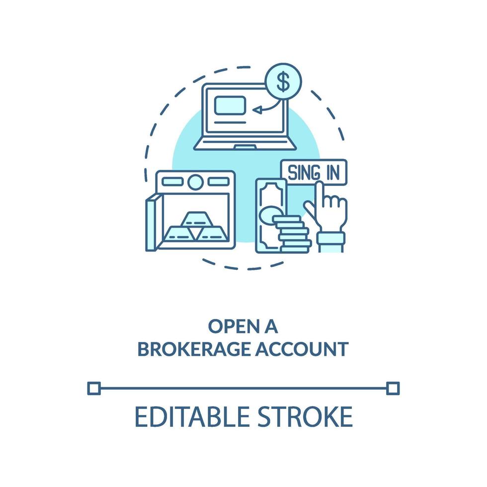 opening brokerage account concept pictogram vector