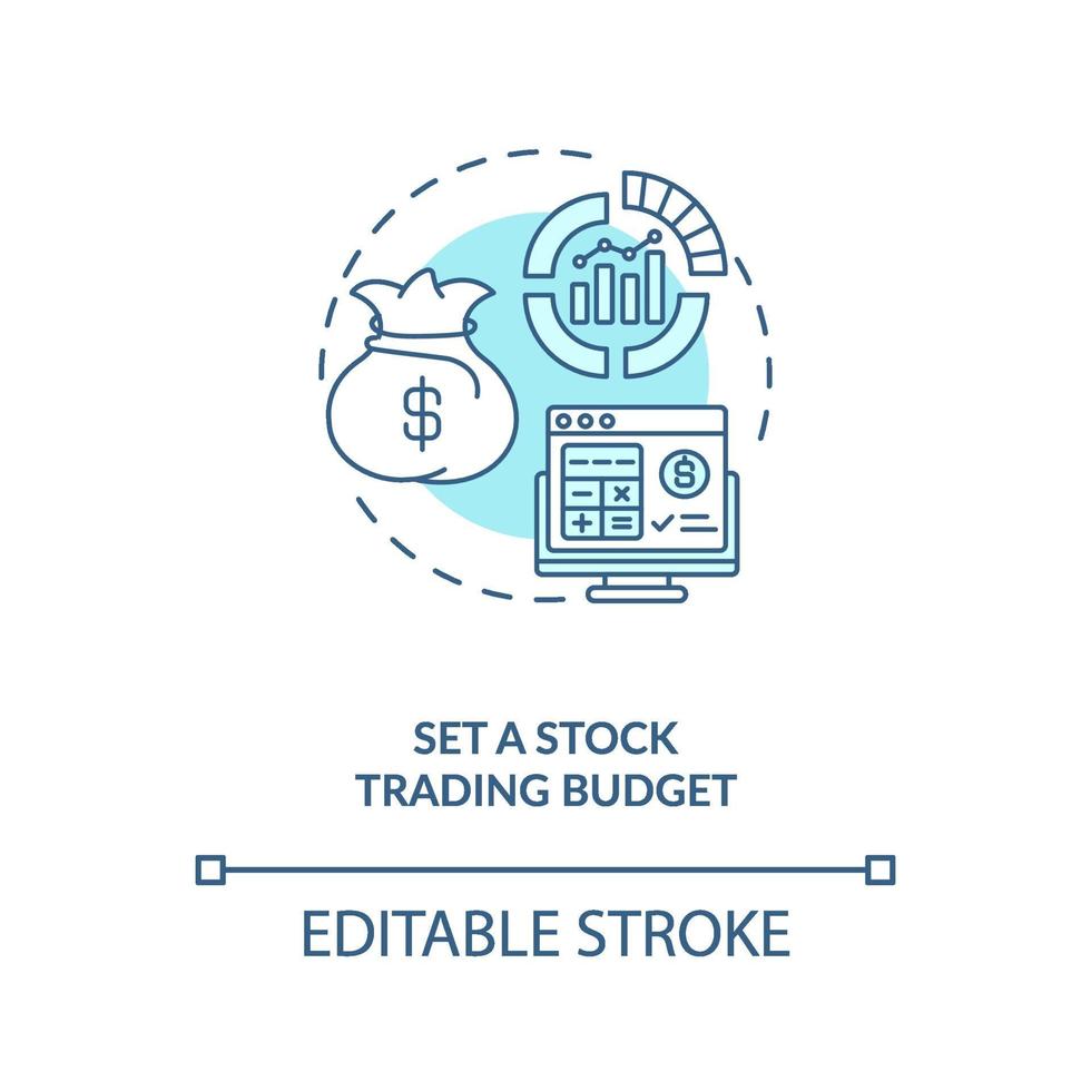 het instellen van het pictogram van het concept van de aandelenhandel budget vector