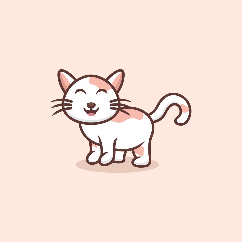 schattig gelukkig kat logo ontwerp vector
