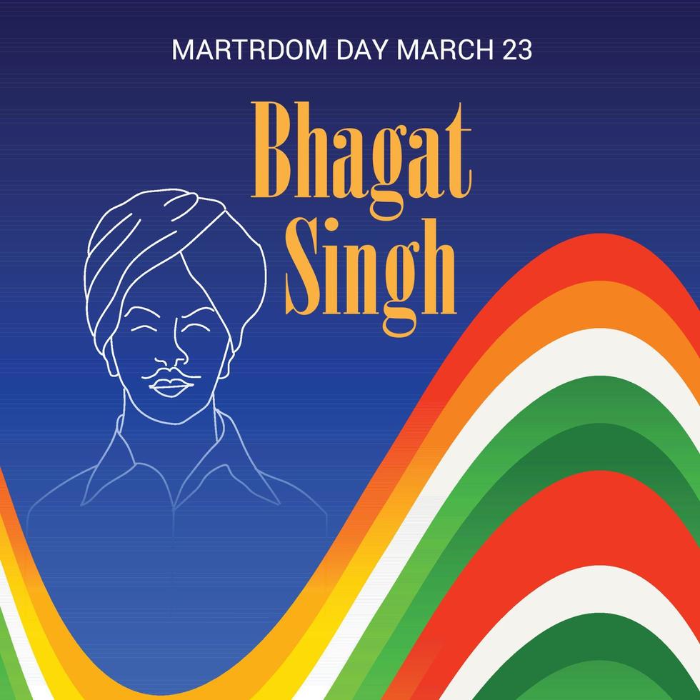 vector illustratie van een achtergrond voor Indisch martelaar dag met vrijheid vechter bhagat singh.