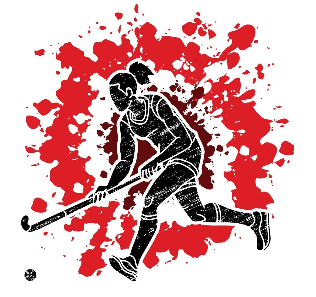 veld- hockey sport vrouw speler rennen vector