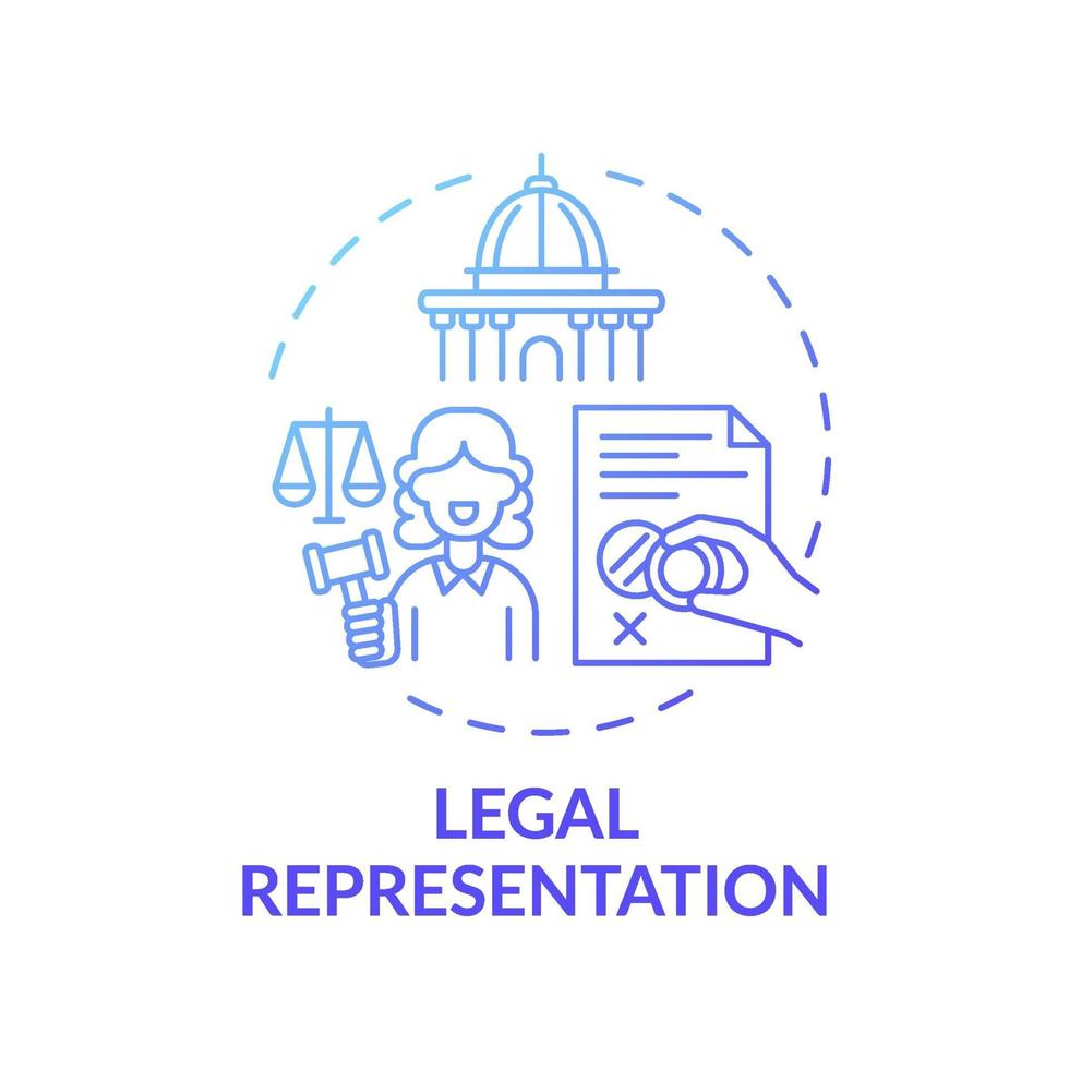 juridische vertegenwoordiging concept pictogram vector