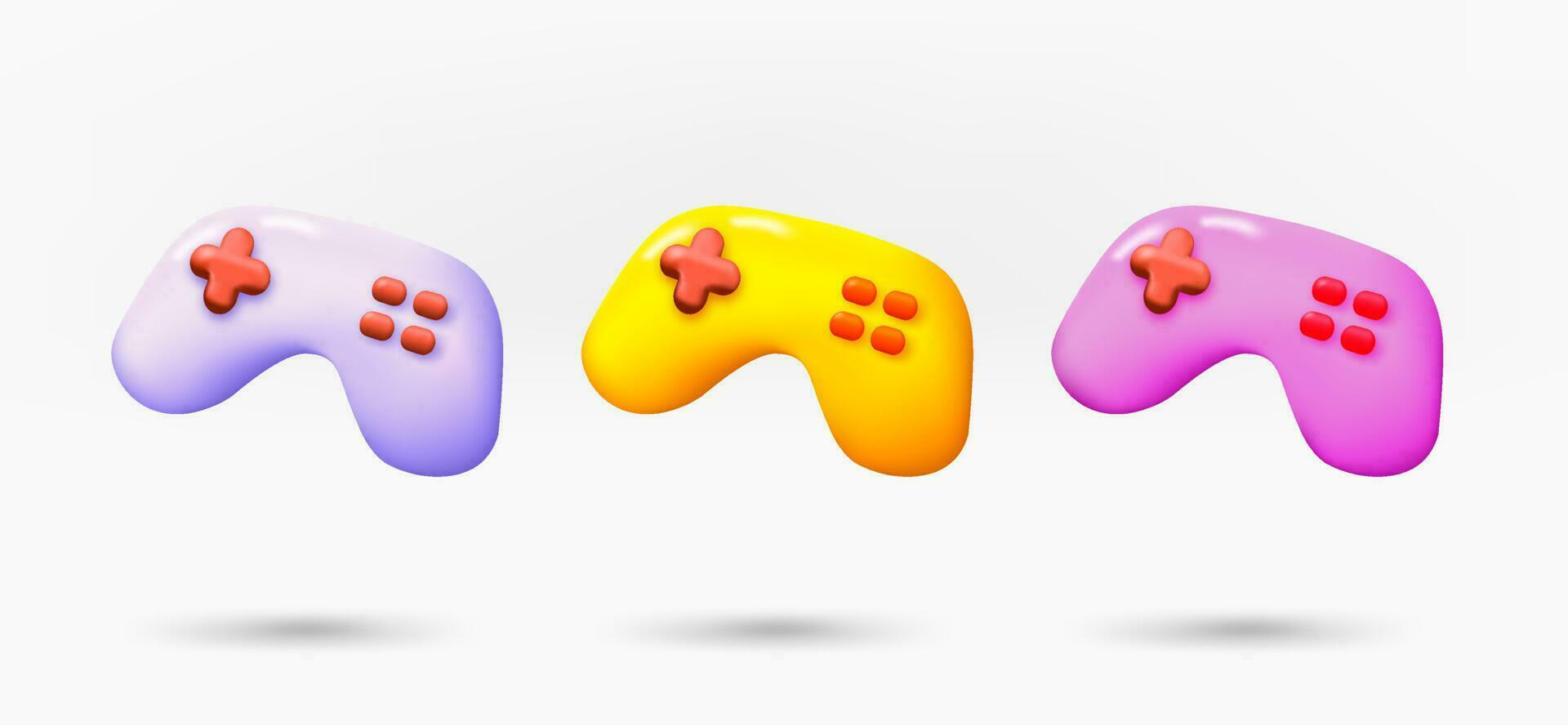 verschillend kleur gamepad pictogrammen verzameling. 3d vector geïsoleerd Aan wit achtergrond