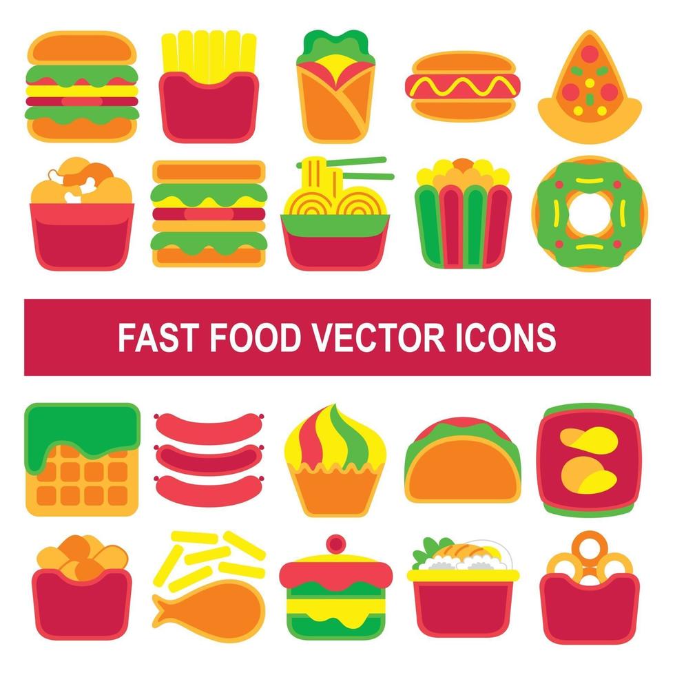 fastfood vector iconen in vlakke stijl.