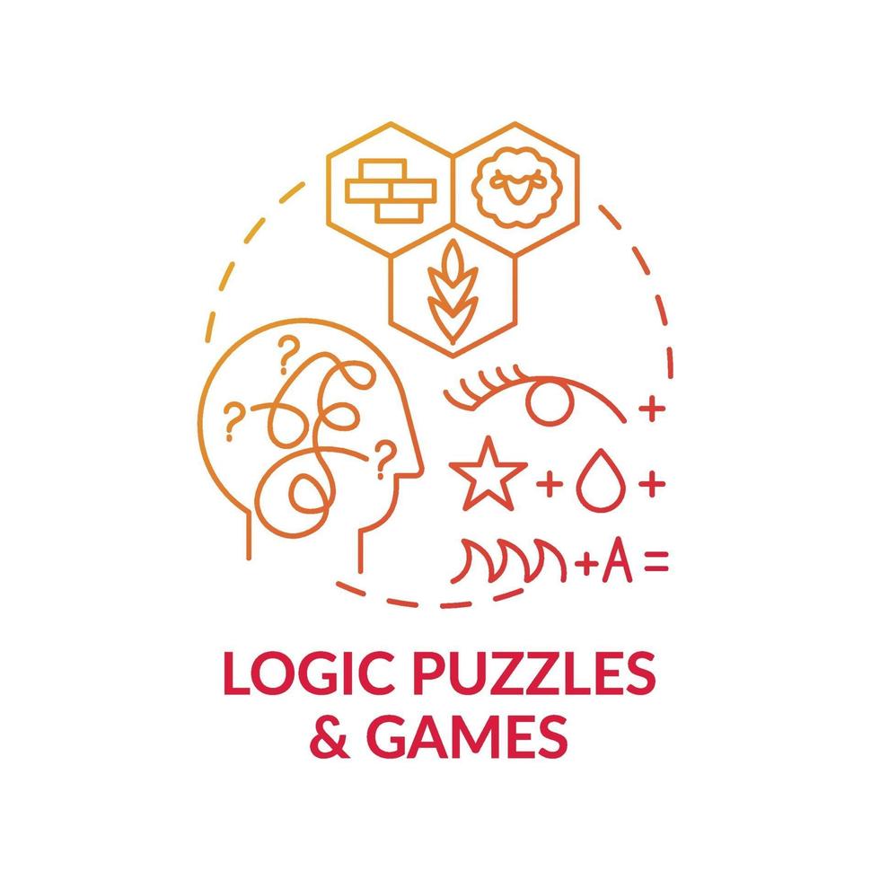 logische puzzels en games rood kleurverloop concept pictogram vector