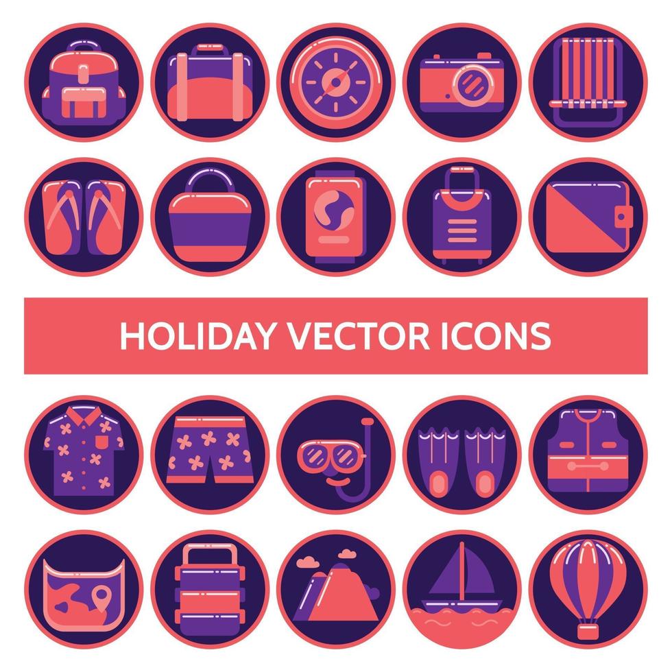 vakantie vector iconen in badge design stijl.