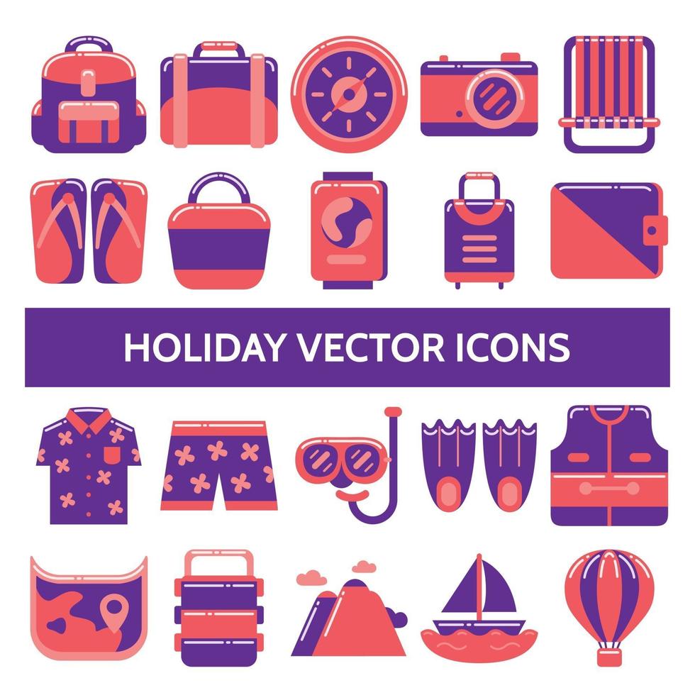 vakantie vector iconen in vlakke stijl.