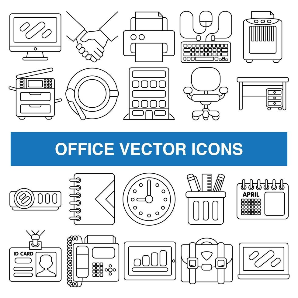 office vector iconen in kaderstijl.