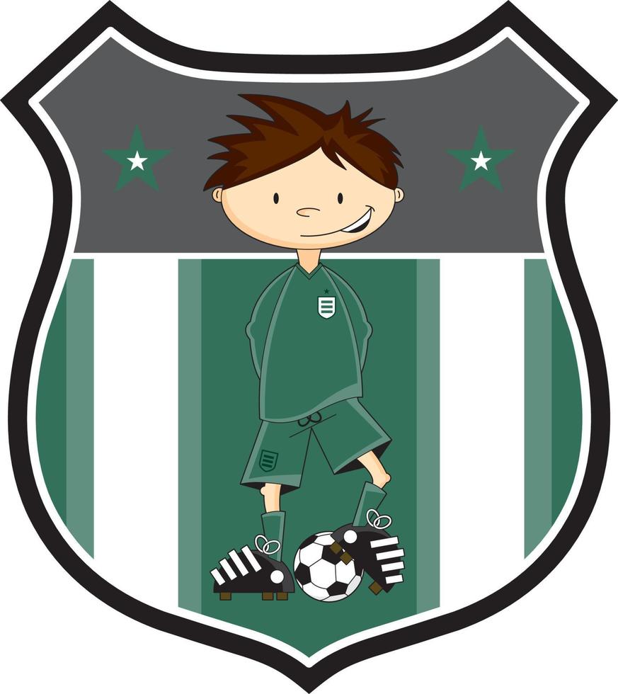 schattig tekenfilm voetbal Amerikaans voetbal doelman in schild met sterren - sport- illustratie vector